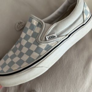Light blue checkered vans